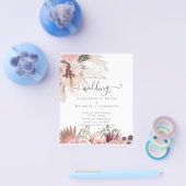 Bourgogne Wine Pampas Grass Tropical Weddenschap Flyer (Enkel)