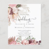 Bourgogne Wine Pampas Grass Tropical Weddenschap Flyer (Voorkant)