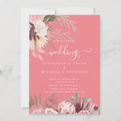 Bourgogne Wine Pampas Grass Tropical Weddenschap Kaart (Voorkant)