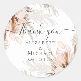 Bourgogne Wine Pampas Grass Tropical Weddenschap Ronde Sticker