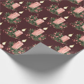  Bourgogne Wine Pink Candle Cadeaupapier (Hoek)