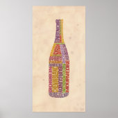 Bourgogne Wine Word Bottle Poster (Voorkant)