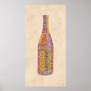 Bourgogne Wine Word Bottle Poster