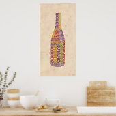 Bourgogne Wine Word Bottle Poster (Keuken)
