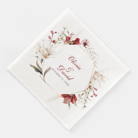 Bourgogne Winter Elegance Bruiloft Servet (Hoek)