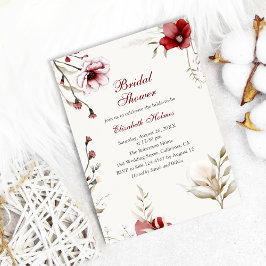 Bourgogne Winter Elegantie Bridal Douche Uitnodigi Kaart