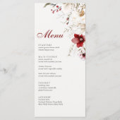 Bourgogne Winter Wildbloemen Menu Kaart (Voorkant)