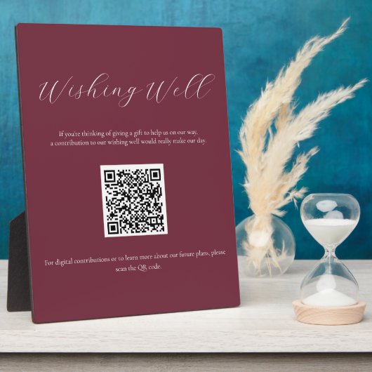 Bourgogne Wishing Well Teken met QR Code Plaque Fotoplaat (Zijkant)