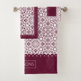 Bourgogne, wit demaspatroon, gespleten grenzen bad handdoek