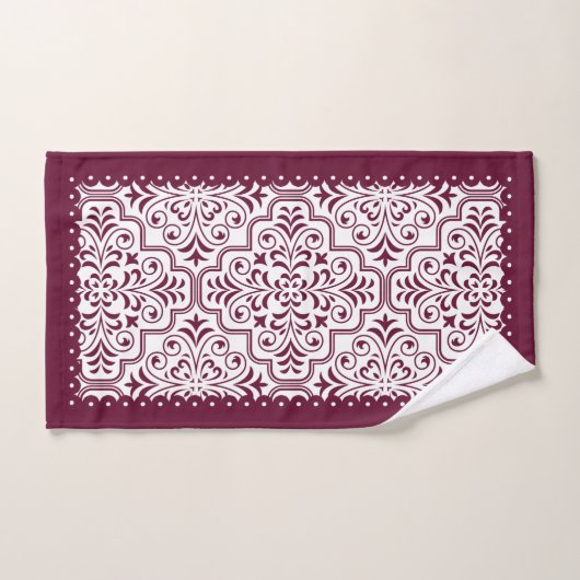 Bourgogne, wit demaspatroon, gespleten grenzen bad handdoek (Handdoek)