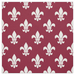 Bourgogne, wit fleur de lis patroon stof