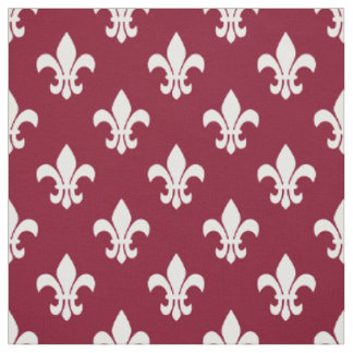 Bourgogne, wit fleur de lis patroon stof