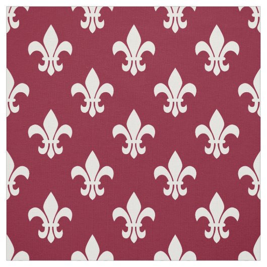 Bourgogne, wit fleur de lis patroon stof (Swatch)