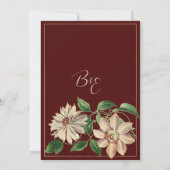 Bourgogne wit groen bloemen botanisch bruiloft kaart (Achterkant)
