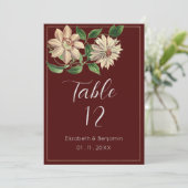 Bourgogne wit groen bloemenbotanisch Tafelnummers (Staand voorkant)