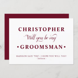 Bourgogne Wit Minimalistische Groomsman Proposal K Kaart