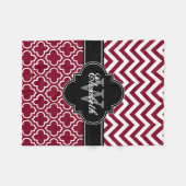 Bourgogne Wit Zwart Marokkaans #6 LG Chevron 1INQR Fleece Deken (Voorkant (Horizontaal))