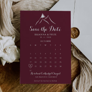 Bourgogne Witte Berg Sla de Datumkalender op Save The Date