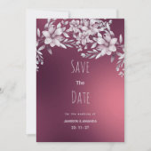 Bourgogne witte bloemengradiënt Save The Date Kaart (Voorkant)