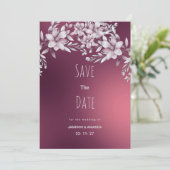 Bourgogne witte bloemengradiënt Save The Date Kaart (Staand voorkant)
