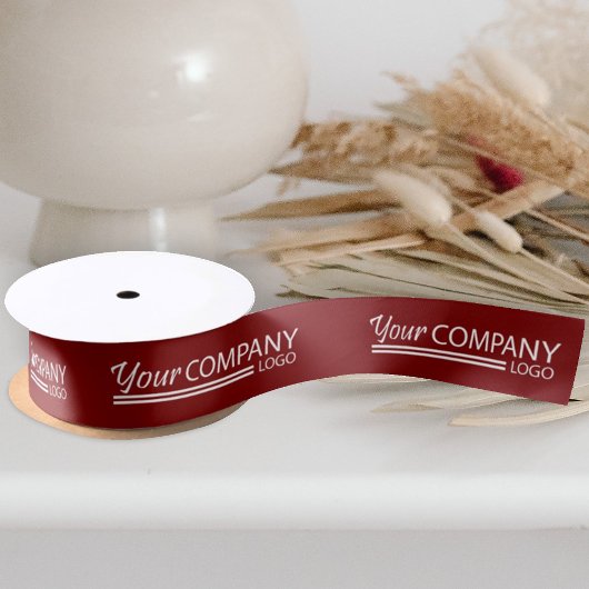 Bourgogne, witte Business Logo Branded Gift Ribbon Satijnen Lint