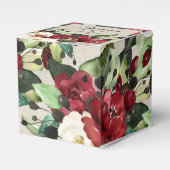 Bourgogne Witte Groene Bloemen | Gray Grunge Bedankdoosjes (Voorkant Zijde)