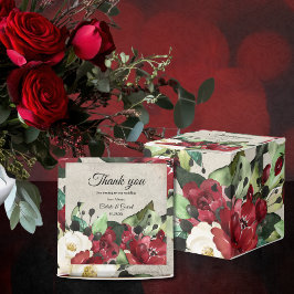 Bourgogne Witte Groene Bloemen | Gray Grunge Bedankdoosjes