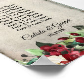 Bourgogne Witte Groene Bloemen | Gray Grunge Poster (Hoek)