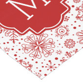 Bourgogne & witte kerstsneeuwvlokken lange tafelloper (Hoek)