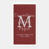 Bourgogne Witte Naam Monogram Afstuderen Servet (Voorkant)