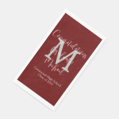 Bourgogne Witte Naam Monogram Afstuderen Servet (Hoek)