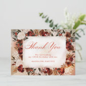 Bourgogne Witte Rose Herfst Bloemen 100e Verjaarda Bedankkaart (Staand voorkant)