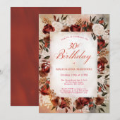 Bourgogne Witte Rose Herfst Bloemen 30e Verjaardag Kaart (Voorkant / Achterkant)