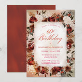 Bourgogne Witte Rose Herfst Bloemen 60ste Verjaard Kaart (Voorkant / Achterkant)