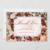 Bourgogne Witte Rose Herfst Bloemen 70e Verjaardag Bedankkaart (Voorkant)