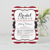 Bourgogne & witte strepen; Elegant Vrijgezellenfee Kaart (Staand voorkant)