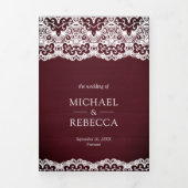 Bourgogne Wood Country Lace Alles in een bruiloft Drieluik Uitnodiging (Cover)