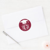 Bourgogne Wt Vine Script Monogram Afstuderen DIY B Ronde Sticker (Envelop)