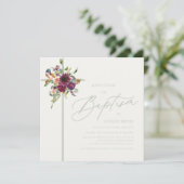 Bourgogne & Zacht Groen Bloemen Kruisdoop Kaart (Staand voorkant)