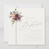 Bourgogne & Zacht Groen Bloemen Kruisdoop Kaart (Voorkant)