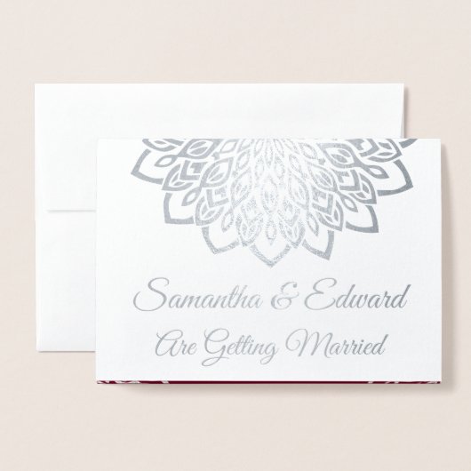 Bourgogne Zilver Elegante Bruiloft Uitnodiging (Voorkant met envelop)