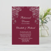 Bourgogne Zilver Grijs Bruiloft repetitie diner Kaart (Staand voorkant)