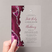 Bourgogne Zilveren Agaat Eerste Heilige Communie Acryl Uitnodigingen (Insitu (Draagbaar))