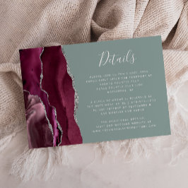 Bourgogne Zilveren Agaat Sage Groene Bruiloft Deta Informatiekaartje