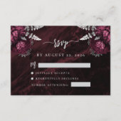 Bourgogne Zilveren Bloemen Agaat Script Wedding RS Informatiekaartje (Voorkant)