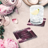 Bourgogne zilveren bloemen verjaardag kartonnen onderzetters