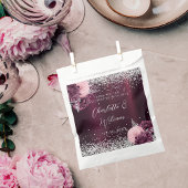 Bourgogne zilveren bloemetjes bruiloft bedankzakje