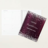 Bourgogne zilveren glitter naam 2026 planner (Display)
