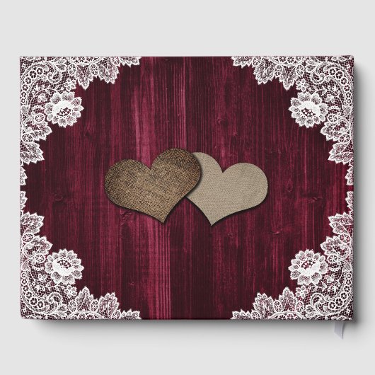 Bourgogne Zonnebloem Rustieke Houten Kant Bruiloft Gastenboek (Achterkant)