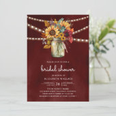 Bourgogne Zonnebloemen Foto QR Code Vrijgezellenfe Kaart (Staand voorkant)